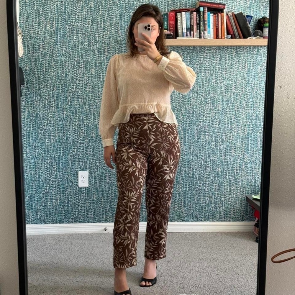 Vintage Talbots silk palm tree floral pants